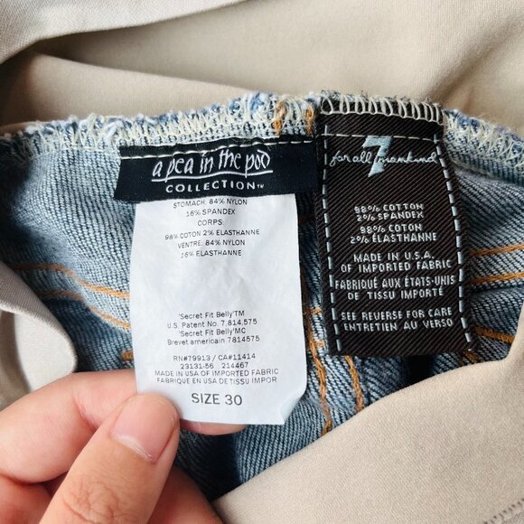 7 For All Mankind Bootcut Maternity Jeans Blue, Size 30 - Picture 3 of 3